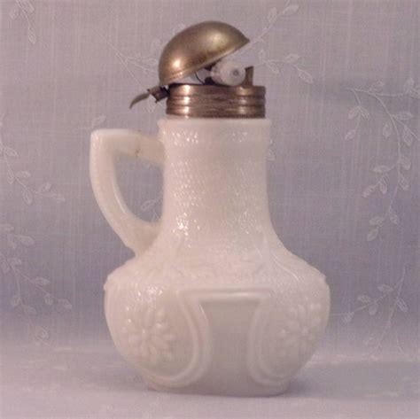 Antique Milk Glass 1890s Stippled Dahlia Syrup Jug Or Pitcher Etsy