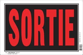 Hillman Self-Adhesive Sortie Sign, French, 9 x 12-in, Black/Red/White ...