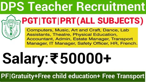 ALL SUBJECTS DPS TEACHERS RECRUITMENT 2022 II PGT TGT PRT MULTIPLE