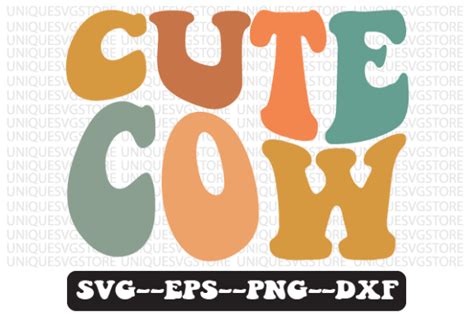 Cute Cow Retro Wavy Svg Design Graphic By Uniquesvgstore · Creative Fabrica