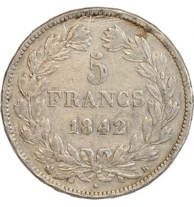 5 Francs Louis Philippe Ier Tête Laurée Tranche en Relief