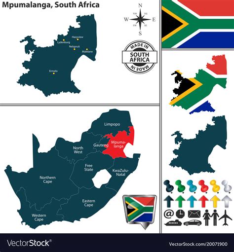 Map Of Mpumalanga South Africa Royalty Free Vector Image