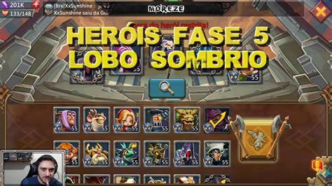 HERÓIS FASE 5 DO LOBO SOMBRIO LORDS MOBILE YouTube