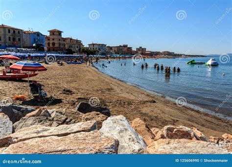 Beach in the Seaside Resort San Vincenzo, Tuscany, Italy Stock Photo ...