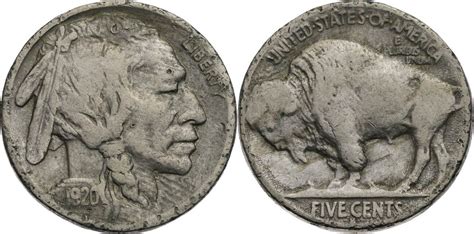 USA 5 Cents 1920 Buffalo Nickel Kursmünze 1913 1938 schön MA Shops