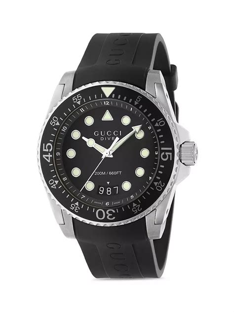 Shop Gucci Gucci Dive Stainless Steel Rubber Strap Watch Saks Fifth Avenue