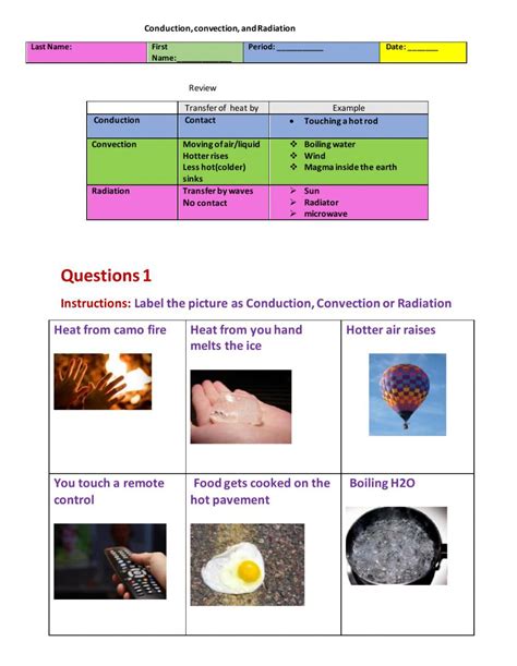 Conduction Convection Radiation Worksheet Tes Free Worksheets Printable