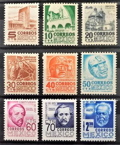 Correos De México Lote 9 Timbres Postales Diferentes Mint