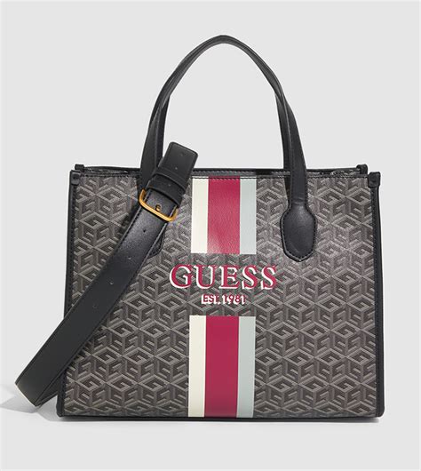 Buy Guess Monogram Patterned Mini Tote Bag In Black Thstreet Qatar