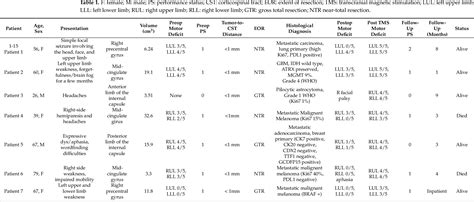 Table From Corticalsubcortical Functional Preservation And