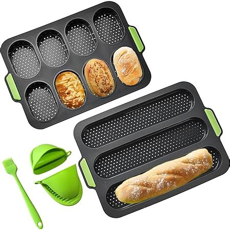 Amazon Set Of Silicone Baguette Pan With Gloves Brush Mini