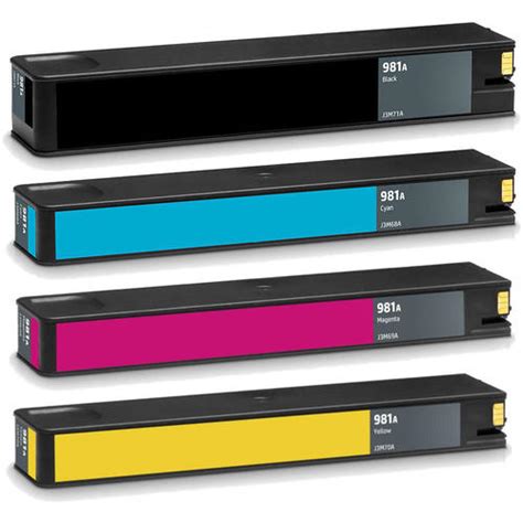 Compatible 4 Pack HP 981A Enterprise Color 556 586 PageWide Ink Cartridges