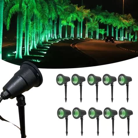 Kit 10 Luminária Espeto Jardim Cob Led Verde 7w Prova Dágua Frete grátis