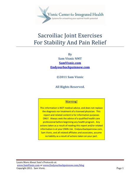 (PDF) Sacroiliac Joint Exercises For Pain Relief - End Your Back ...