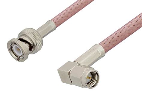 Sma Male Right Angle To Bnc Male Cable Using Rg303 Coax