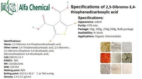 China 2 5 Dibromo 3 4 Thiophenedicarboxylic Acid CAS NO 190723 12 7