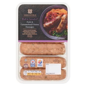 Co Op Irresistible Pork Caramelised Onion Sausages G From