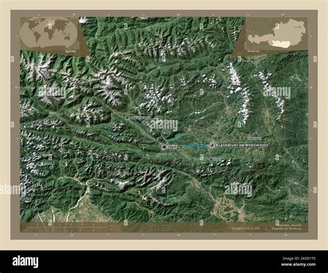 Karnten, state of Austria. High resolution satellite map. Locations and ...