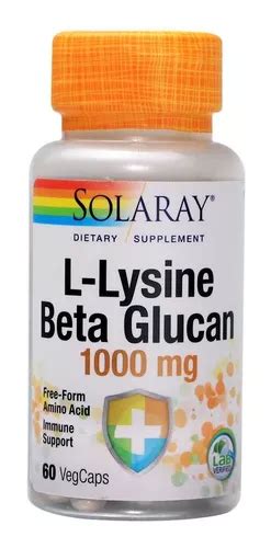 L Lisina Solaray 1000mg Beta Glucana Importada 60 Cápsulas Frete grátis