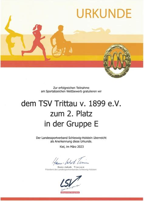 Platz Im Sportabzeichen Wettbewerb Tsv Trittau Von E V