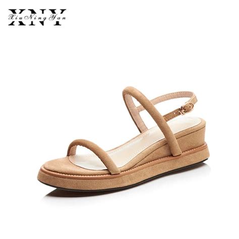 Xiuningyan 2018 New Narrow Band Women Sandals Casual Linen Canvas Wedge Sandals Summer Ankle