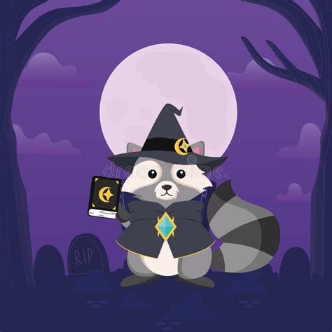 Isolated Cute Raccoon With Witch Halloween Costume Vector Stock Vector