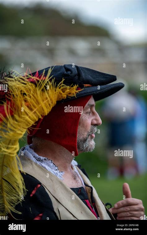 Older Man Dressed In Period Historical Tudor Attire Or Clothing Man