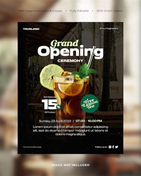 Premium PSD Restaurant Grand Opening Poster For Instagram Post Template