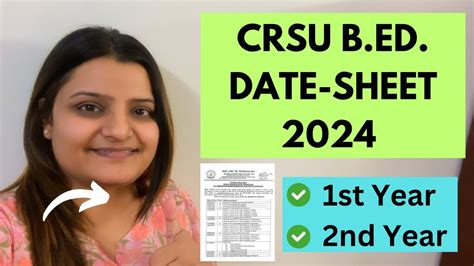 CRSU B ED DATE SHEET 2024 EXAMS YouTube