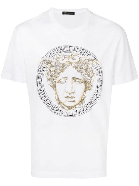 Versace Medusa Crest Shine T Shirt In White Modesens Mens Tshirts