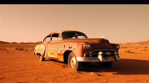 Premium AI Image | old classic wreck of retro car left rusty abandoned ...