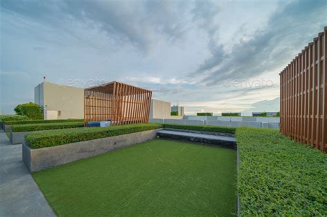 Sky Garden On Private Rooftop Of Condominium Or Hotel High Rise