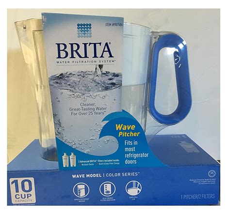 Brita Wave Filtered Water Filter Pitcher 10 Cup Capacity Includes 2