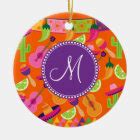 Fiesta Party Sombrero Cactus Limes Peppers Maracas Ceramic Ornament