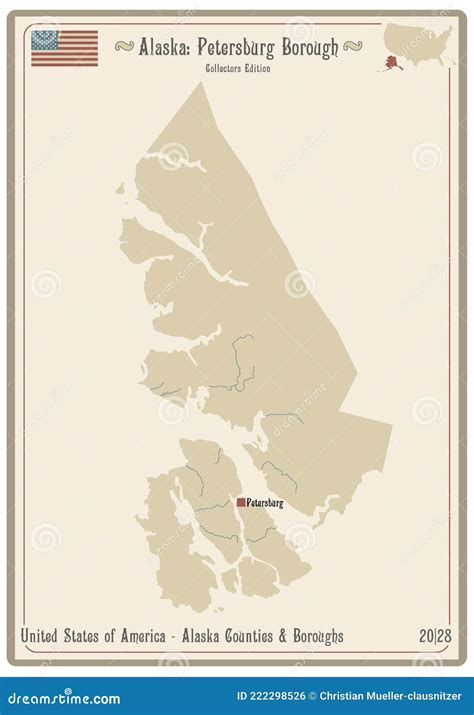 Map of Petersburg Borough in Alaska Stock Vector - Illustration of road ...