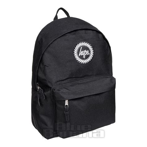 Hype Badge Black Backpack Plain Rucksacks And School Bags Uk