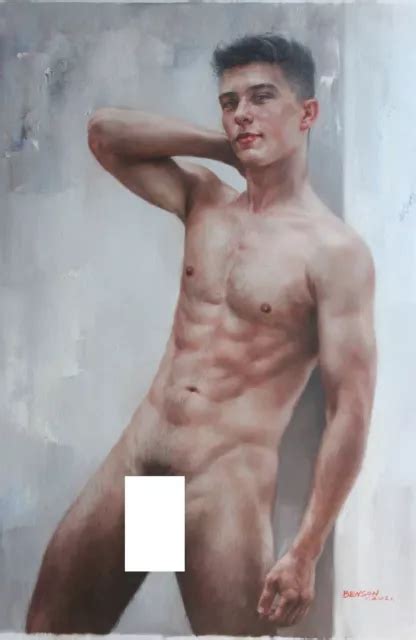 Tableau Peinture Rotique Huile Sur Toile Homme Nu Int Grale Gay Male