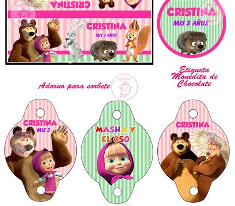 Kit Imprimible Masha Y El Oso Cajitas Invitaciones Fiesta 49 99