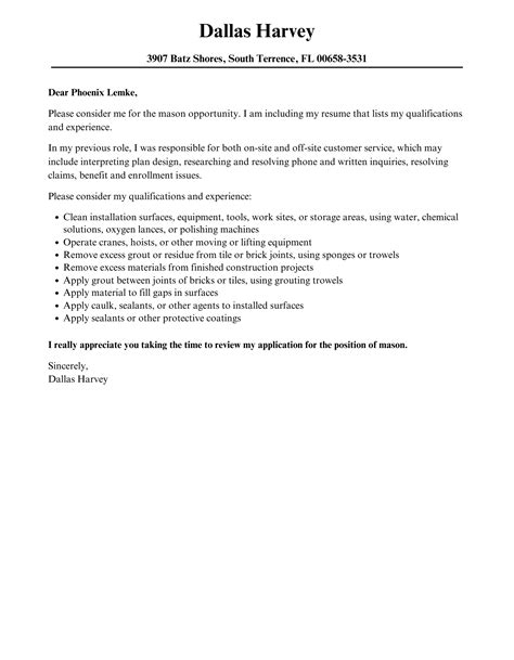 Mason Cover Letter Velvet Jobs