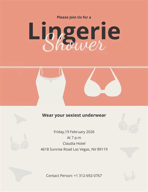 Soft Red And White Simple Lingerie Shower Invitation Venngage