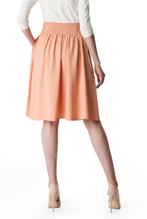 Shop Pleat Waist Cotton Jersey Skirt Eshakti