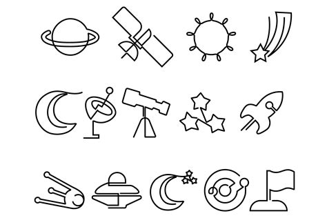 One Line Art Space Icon Set Graphic by subujayd · Creative Fabrica