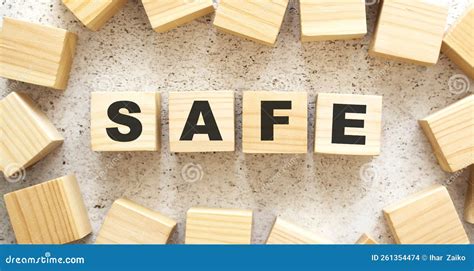 word safe consists  wooden cubes  letters top view