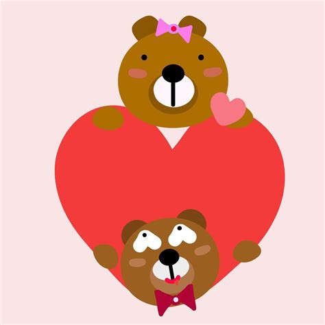 Casal De Urso Branco Bonito Dos Desenhos Animados Apaixonado Por