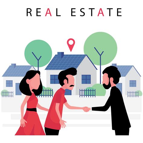 Real estate business featuring a couple buying a new house from realtor