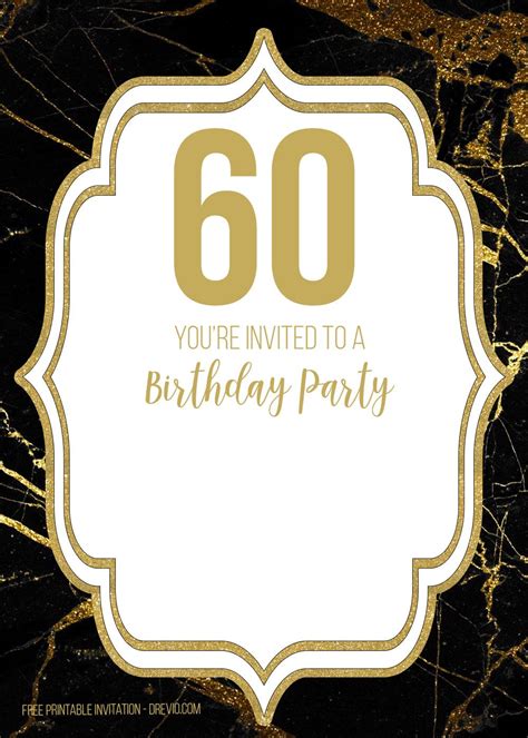 Free Printable Black And Gold 60th Birthday Invitation Templates 60th Birthday Invitations