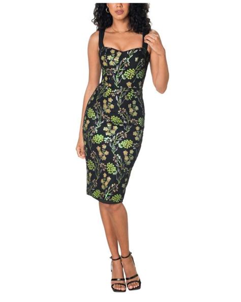 Dress The Population Floral Sequin Bodycon Dress In Green Lyst