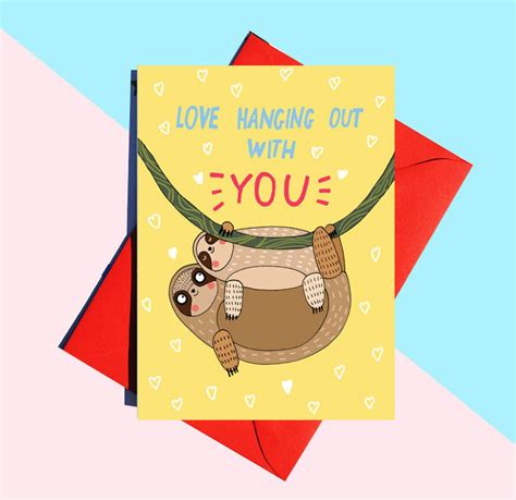 Funny Valentine Card Sloth Card Sloths Funny Anniversary Etsy Uk