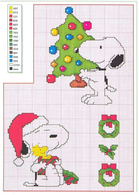 Schema Punto Croce Snoopy Natale A