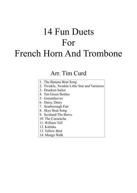 14 Fun Duets For French Horn And Trombone Arr Curd Sheet Music